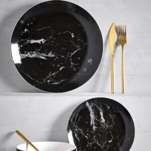 Gandharan Black & White Stoneware Dinnerware Set - Handcrafted Elegance Meets Modern Design