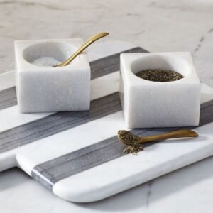 Gandharan Elegance: Hand-Carved Marble Salt & Pepper Cellars