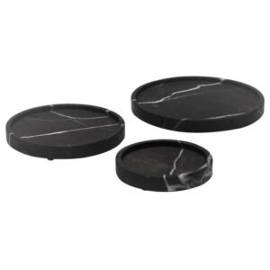 Gandharan Black Marble Serving Platter Set (3)