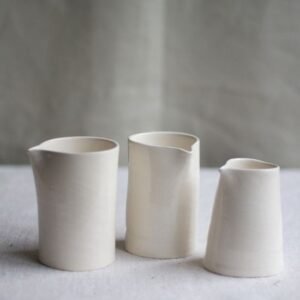 Gandharan White Ceramic Pitcher Trio - Inspired by Ancient Taxila