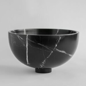 Gandharan Black and White Marble Serving Bowl