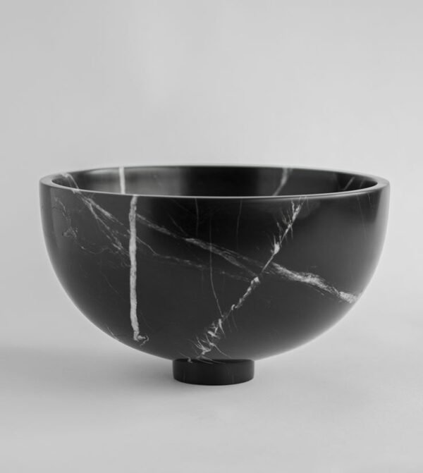 Gandharan Black and White Marble Serving Bowl