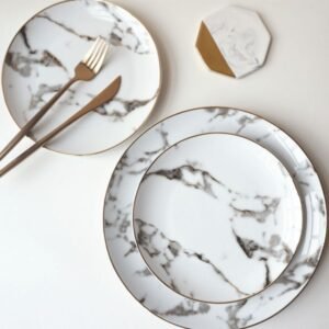 Gandharan White Marble Dinnerware Set - Timeless Elegance