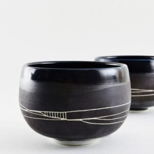 Gandharan Black & White Striped Stoneware Bowls