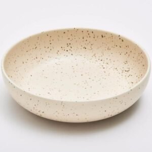 Gandharan Freckled White Serving Bowl - Stoneware with Timeless Design