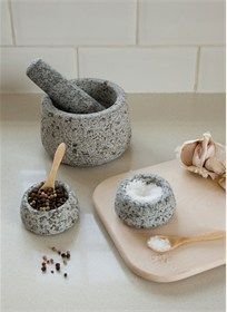 Gandharan Black Granite Mortar and Pestle Set