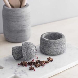 Gandharan Granite Mortar and Pestle Set: Grind Spices Like the Ancients