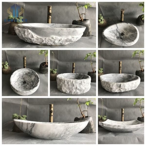 Gandharan Pink Granite Vessel Sink - Handcrafted Artisanal Stoneware for Your Bathroom