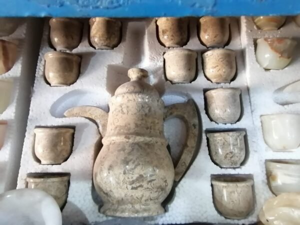 Taxila stone jug and cup set