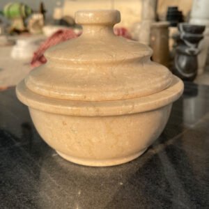 Elegant Beige Marble Lidded Bowl