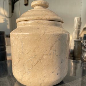 Elegant Beige Marble Lidded Jar